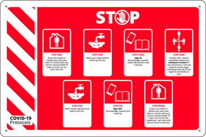 Stop - Multi-Health and Safety Steps Sign (Covid-19 signage)